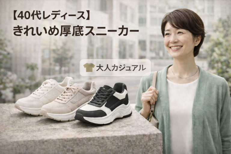 きれいめ厚底スニーカーと40代の女性(レディース)