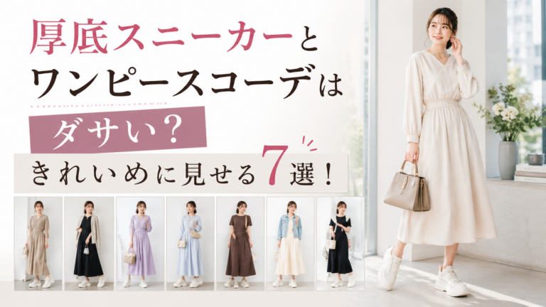 厚底スニーカーとワンピースコーデはダサい？きれいめに見せる7選！